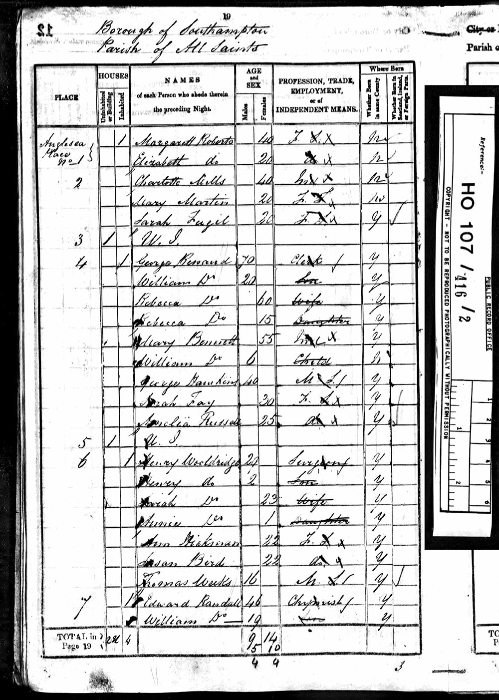 1841 census
Henry WOOLDRIDGE