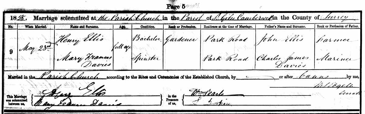 Henry ELLIS marriage
