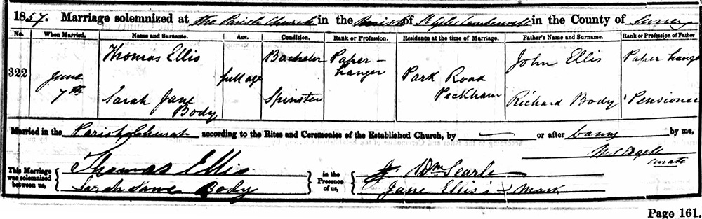 Thomas ELLIS marriage