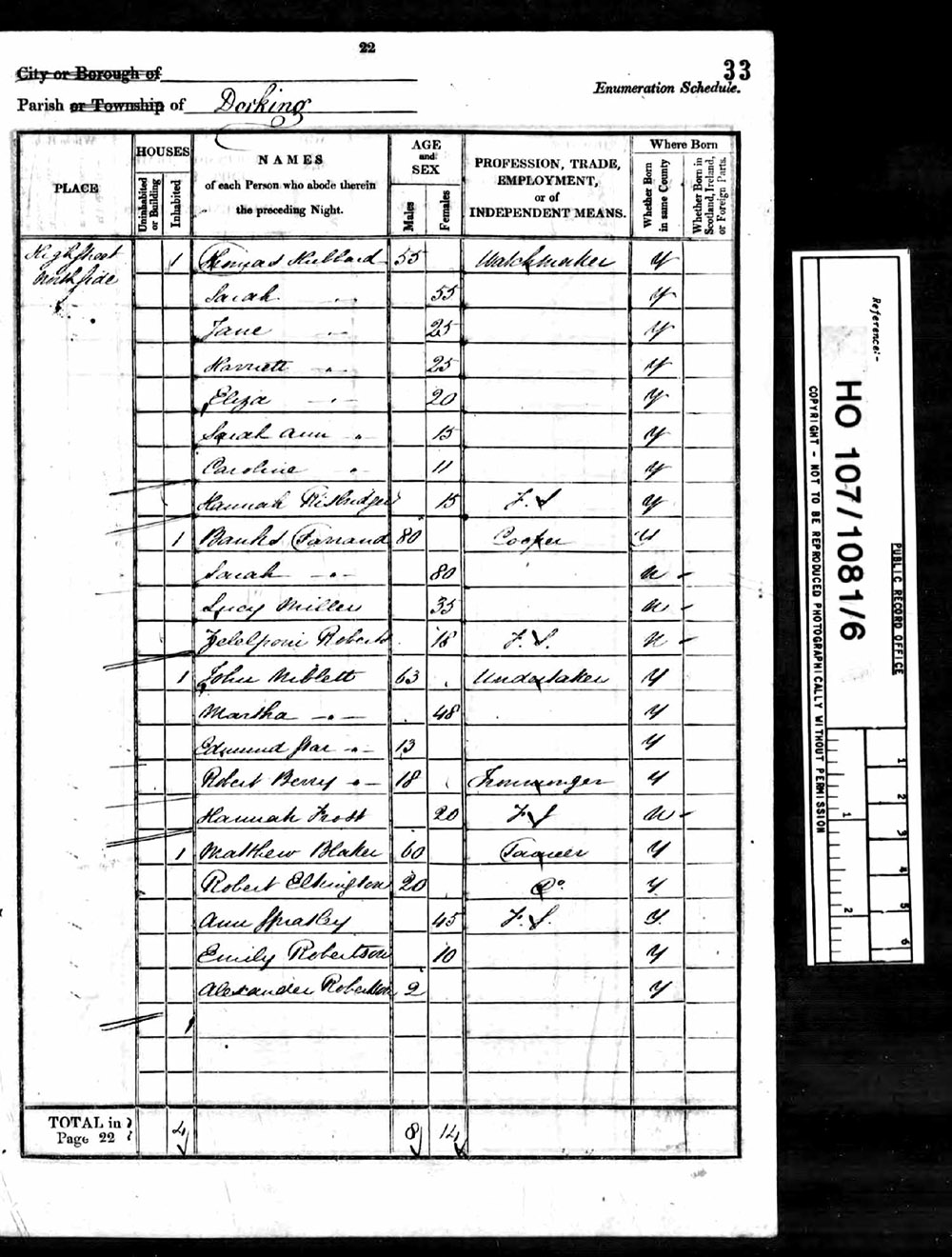 1841 census
Thomas HUBBARD and family