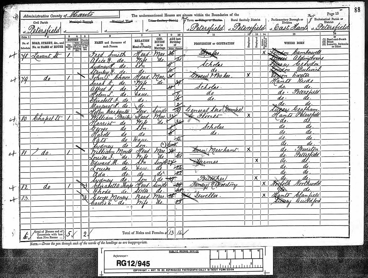Harold BAILEY
1891 census