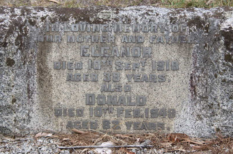 Berwick Cemetery
Donald & Eleanor CAMERON