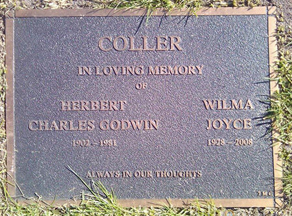 New Cheltenham Cemetery
Herbert & Wilma COLLER