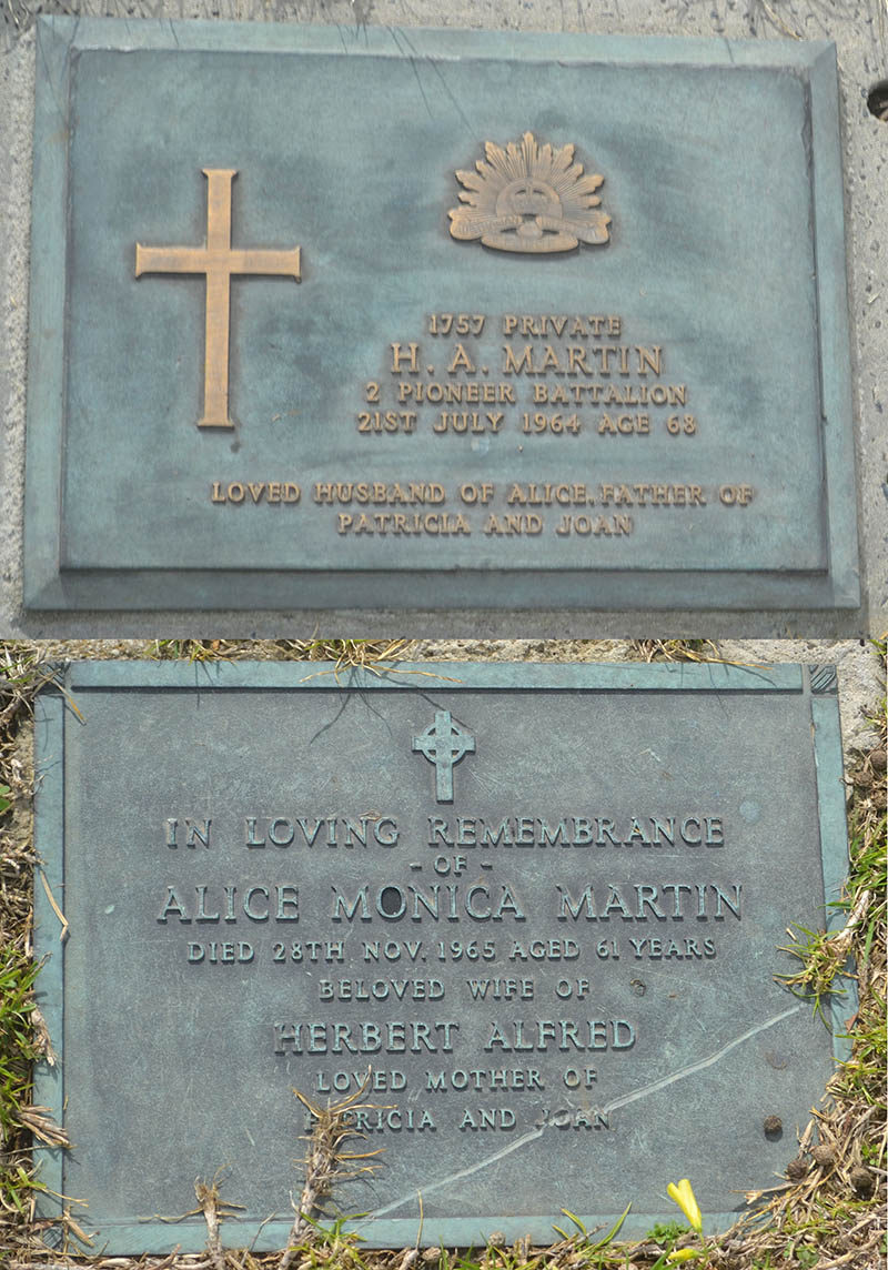 Footscray Cemetery
Herbert & Alice Martin
(image Find a Grave)