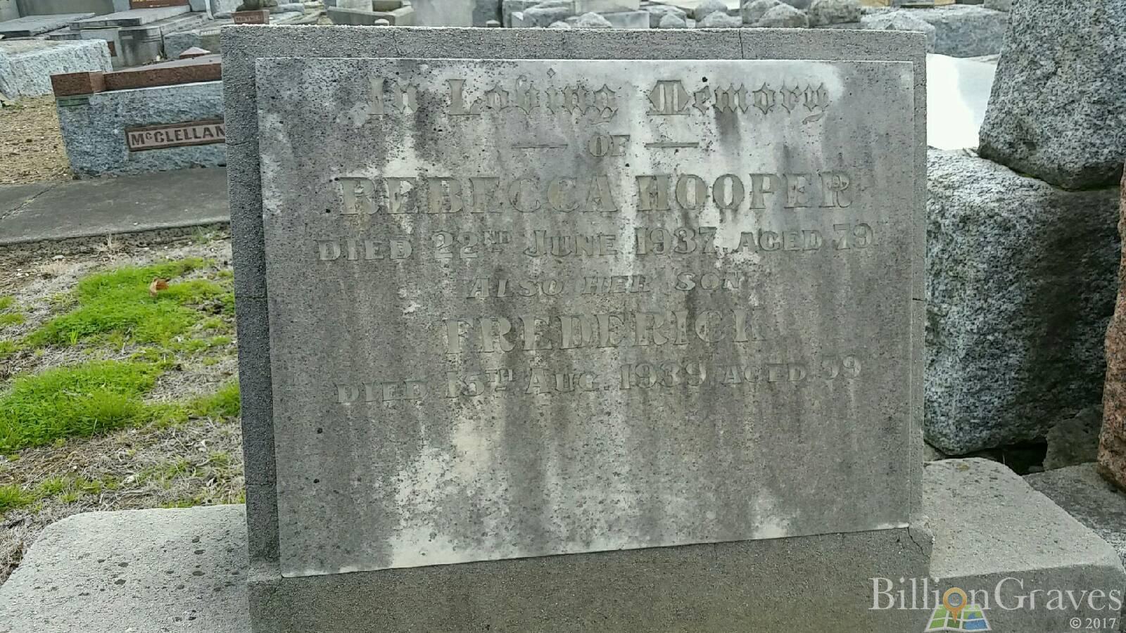 Melbourne Cemetery
Rebecca HOOPER
(Billion Graves)