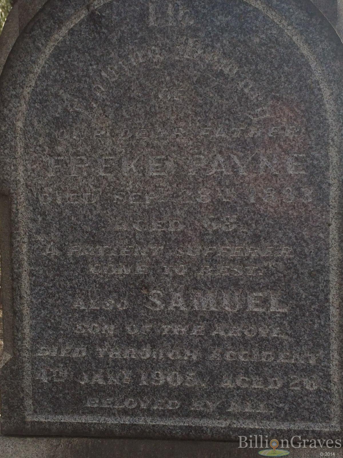 Melbourne Cemetery
PAYNE family
(Billion Graves)